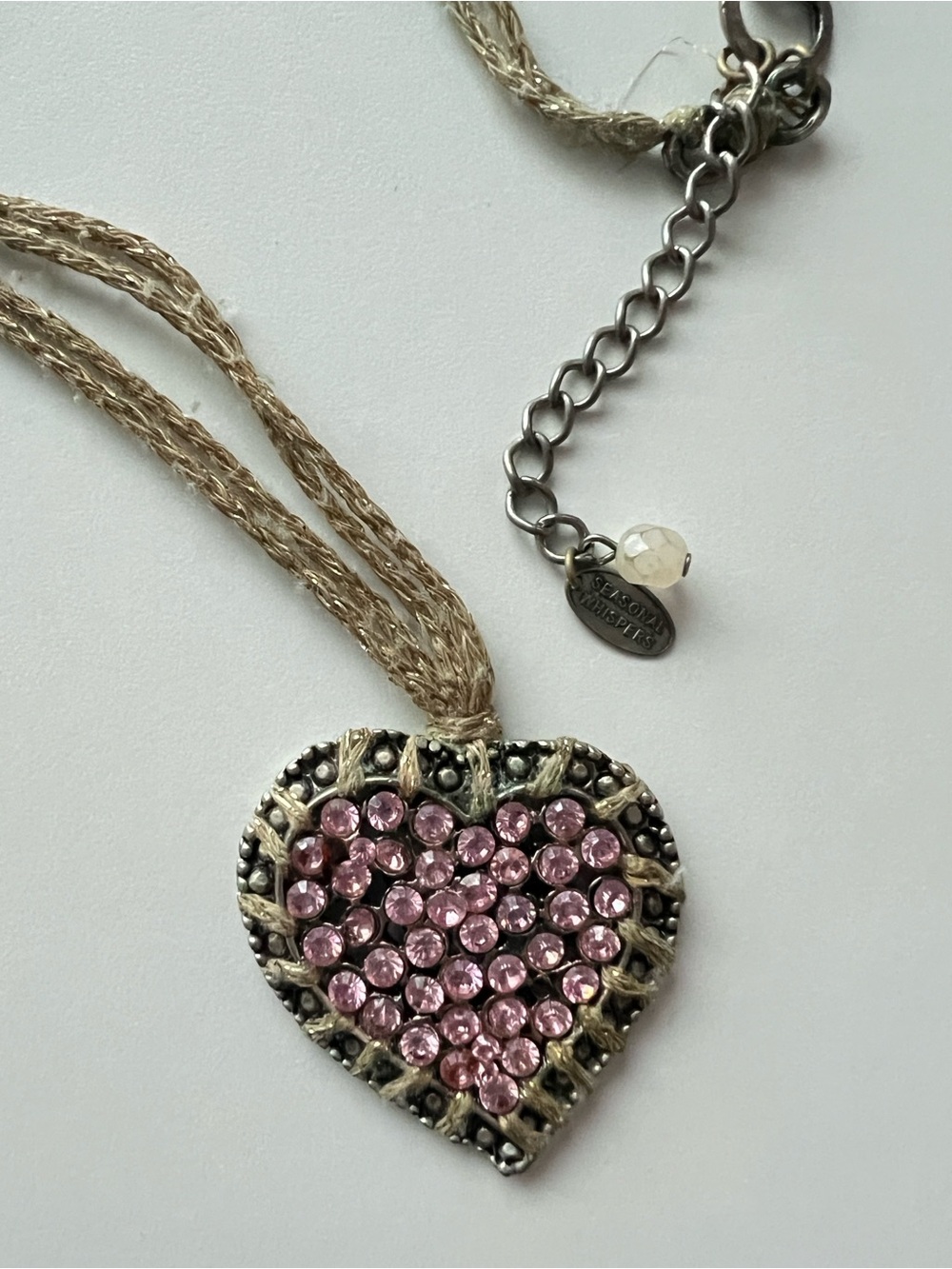 Pink Crystal Heart Pendant Necklace